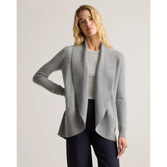 Quince Mongolian Cashmere Open Cardigan Sweater Gray Women’s XL - Picture 1 of 7